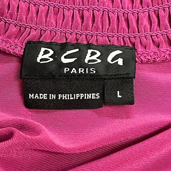 BCBG Women's Pink Flutter Ruffle Bodydoll Top V-Neck Blouse Size Large - Picture 7 of 7